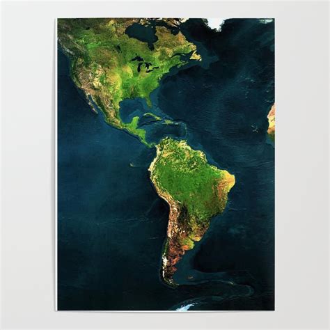 Map Of The World From Outer Space Satillite Image Art Poster By