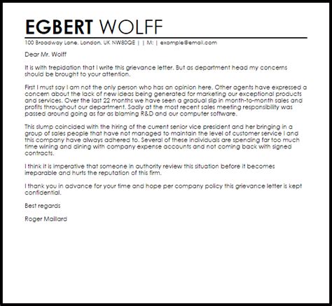 You would head the letter 'dear sir / sirs and on the next line put ' for the attention of'. Grievance Letter Example | Letter Samples & Templates