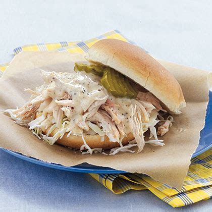 Easy instant pot shredded chicken is a meal prep staple. Pulled Chicken sandwiches & White Barbecue Sauce Recipe - 3 | MyRecipes