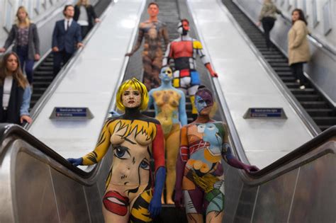 Naked In London Commuters Stunned At Body Paint Human Canvases