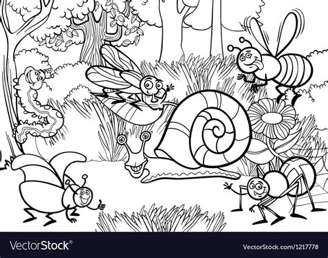 Cartoon Insects For Coloring Book Royalty Free Vector Image