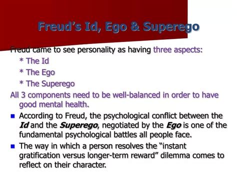 Ppt Freuds Id Ego And Superego Powerpoint Presentation Free Download