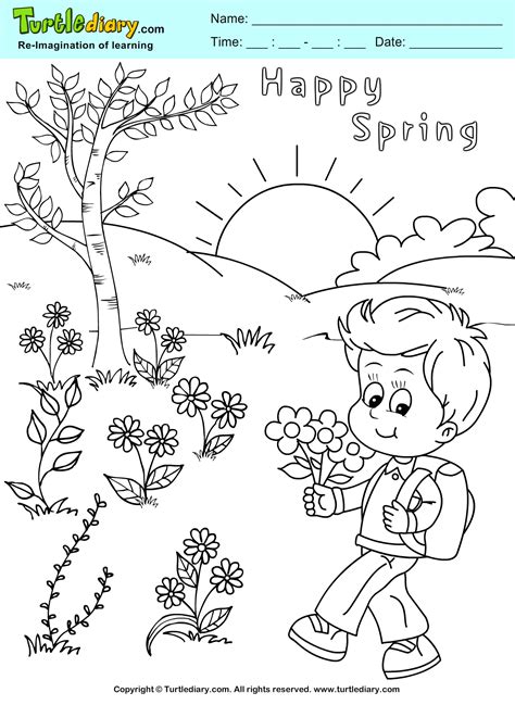 Spring is all about natural beauty. Color Spring Page | Turtle Diary