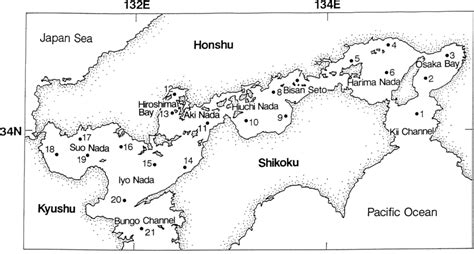 Is the marginal sea between the japanese archipelago, sakhalin, the korean peninsula, and the russian mainland. Map of the Inland Sea of Japan with the locations of sampling stations. | Download Scientific ...