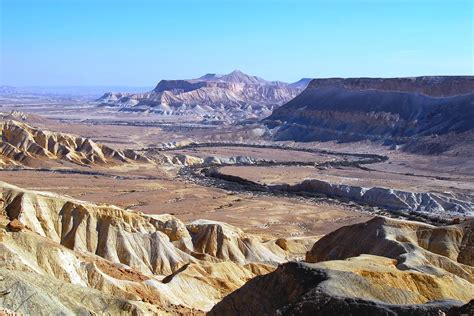 Vista Overlooking The Biblical Wilderness Of Zin In The Negev Desert In