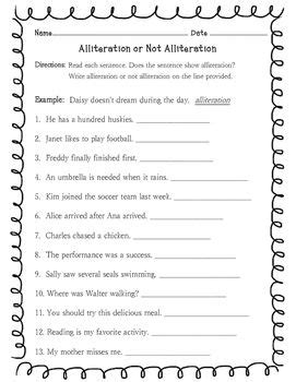 I have two little ones ages 2 and 3. Alliteration or Not Alliteration Worksheet (With images ...