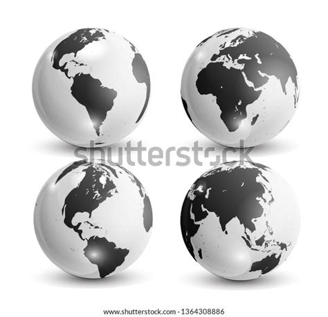 Realistic World Map Globe Shape Earth Stock Illustration 1364308886