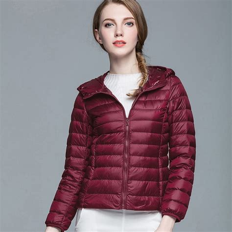 womens clothing down coat winter coat regular jacket ultra light solid ...