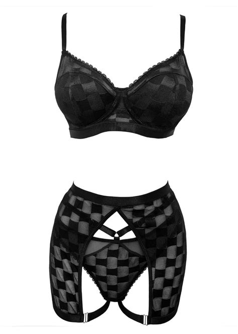 Unleashed Nicki Bra Thong And Garter Dress Sexy Lingerie Set