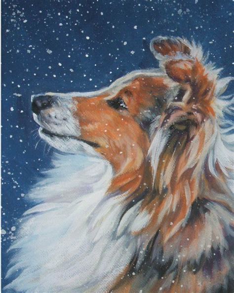 Shetland Sheepdog Sheltie Portrait Canvas Print Of La Shepard Painting
