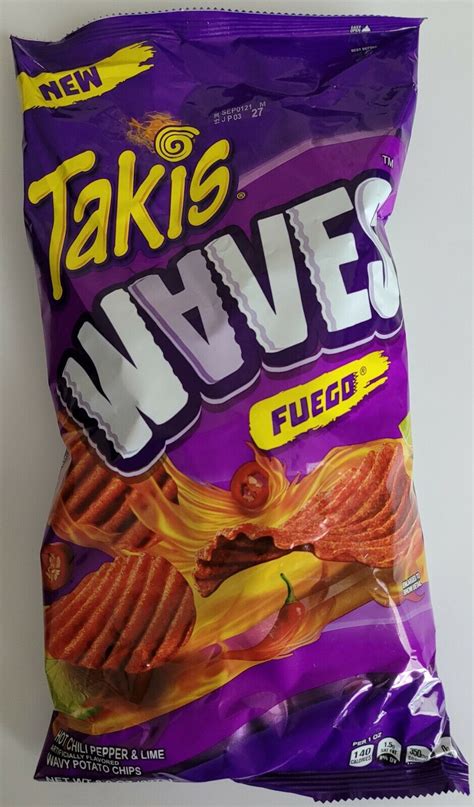New Barcel Takis Waves Fuego Hot Chili Pepper And Lime Tortilla Chips 8