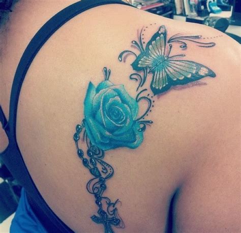 Blue Rose And Butterfly Tattoos Pinterest