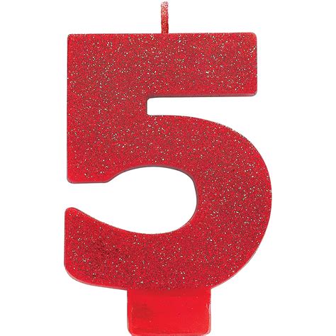 Glitter Red Number 5 Birthday Candle 2 14in X 3 14in Party City