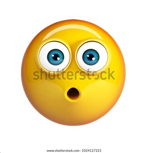 Surprised Emoji Shocked Emoticon 3d Rendering Isolated On White