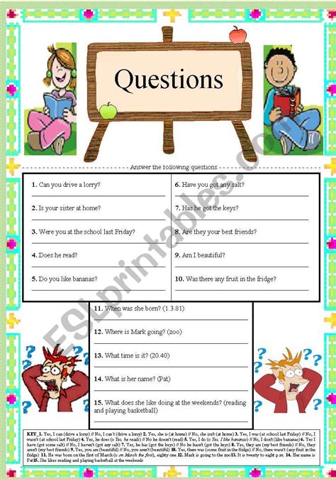Question Who Worksheet Wh Questions With Prepositions Bw Version Key