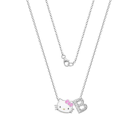 introducing the hello kitty women s enamel hello kitty and sliding pave initial necklace this