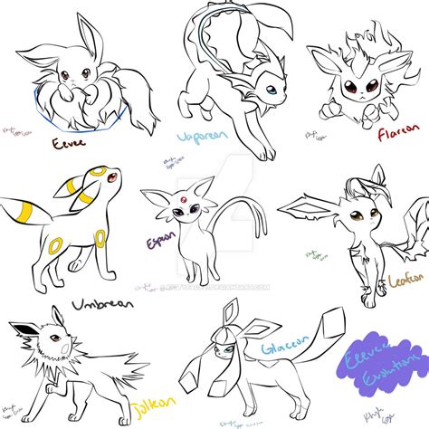 Eevee Evolutions Outline By Kittyface27 On Deviantart
