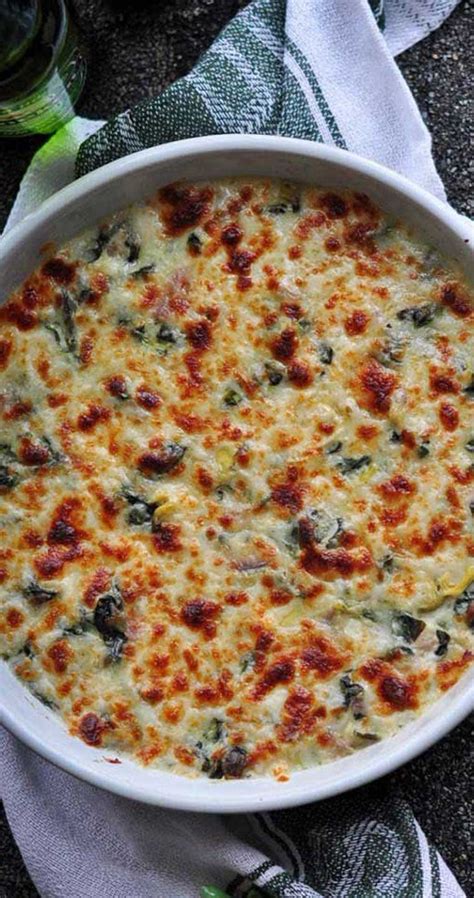 Baked Cheese Spinach And Artichoke Dip Recipe Flavorite