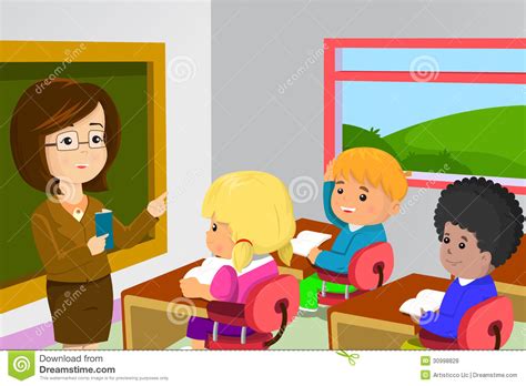 Teacher And Students In Classroom Royalty Free Stock