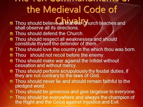 The Code Of Chivalry The Chivalric Code Chivalry