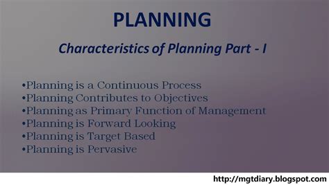PLANNING: Characteristics of Planning Part - I ...