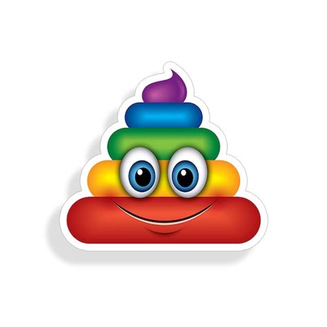 Rainbow Poop Face Emoji Sticker Die Cut Digitally Printed Etsy Finland