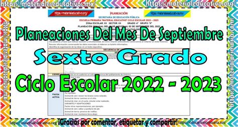 Planeacion De Septiembre Sexto Grado Archivos Biblioteca Del Docente