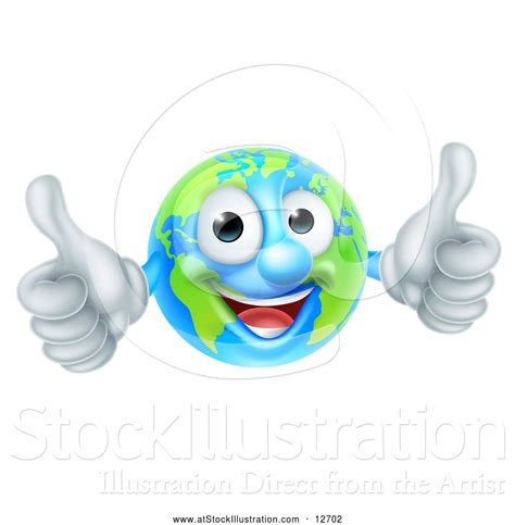 Vector Illustration Of A Happy Earth Mascot Giving Two Thumbs Up By