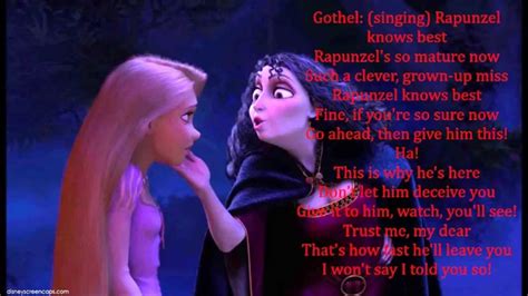 Mother knows best video song from tangled (2010) disney movie with lyrics and pictures; Mother Knows Best (Reprise) (w/ lyrics) From Disney's ...
