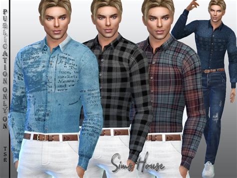 The Sims Resource Mens Long Sleeve Tucked Shirt