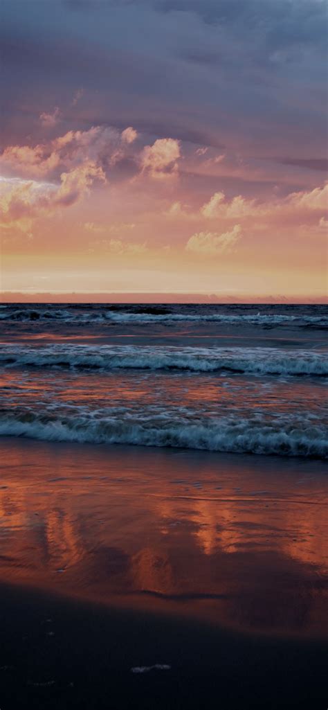 Download 1152x864 Wallpaper Sunset Sea Waves Horizon Sea Waves