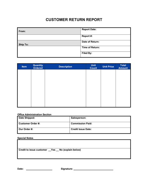 Customer Return Report Template By Business In A Box™