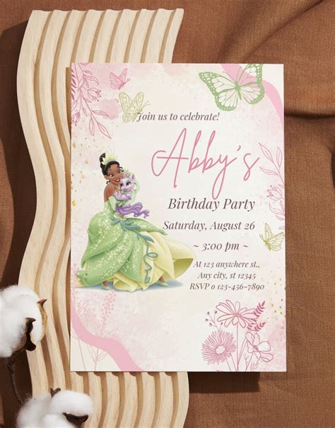 Princess Tiana And The Frog Birthday Invitation Princess Tiana Party