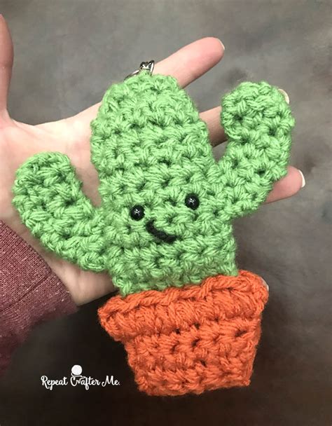 The cactus is totally hot and a must have in your designed interior. Crochet Cactus Keychain - Repeat Crafter Me