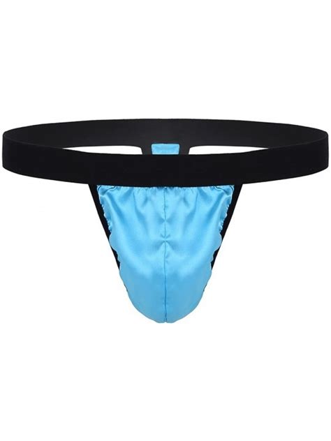 Mens Sexy Bulge Pouch Briefs Shiny Satin T Back G String Thongs
