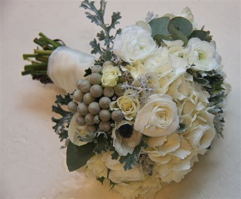 The Flower Magician Winter White And Silver Grey Wedding Bouquet