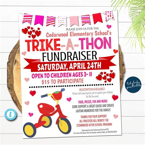 Editable Trike A Thon Fundraiser Flyer Printable Bike Handout School
