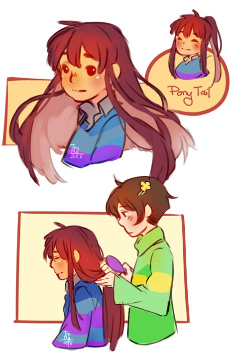 Twitter Commission Houdis Art Frisk With Long Hair Undertale