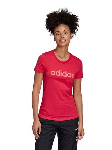 Adidas Damen T Shirt Essentials Linear Pink