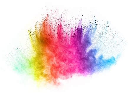Abstract Of Colored Powder Explosion On White Background Freeze Motion