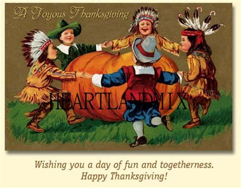 Native Americans And Pilgrims Thanksgiving Vintage Post Card Image Digital Download Printable Etsy
