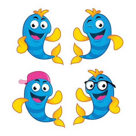 Premium Vector Cute Fish Cartoon Characters