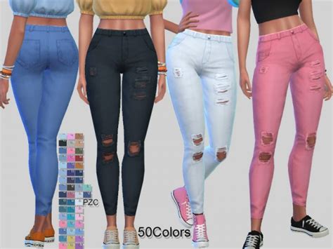 The Sims Resource Bellezza Ripped Denim Jeans By Pinkzombiecupcakes Sims Downloads