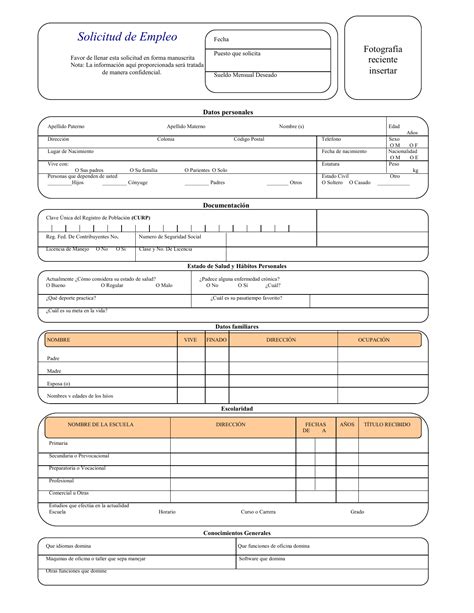 Formato De Solicitud De Empleo Pdf Word Y Excel Hot Sex Picture