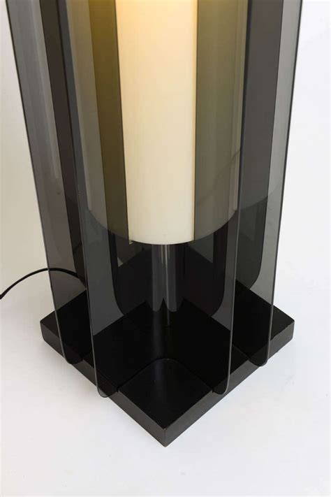 Exceptional Smoked Lucite Tower Table Lamps Modeline At 1stdibs