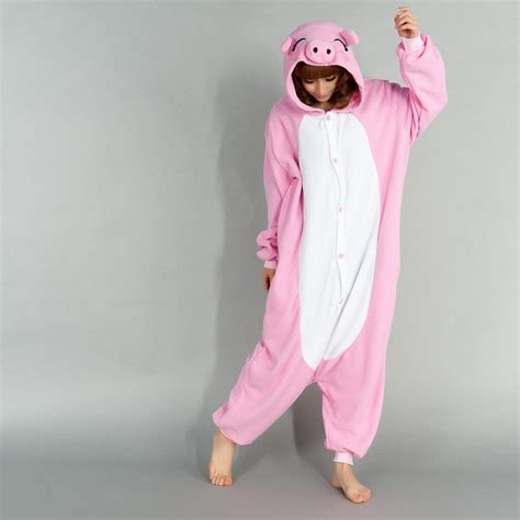 Fleece Pink Pig Cosplay Pajamas Unisex Adult Women Animal Onesies