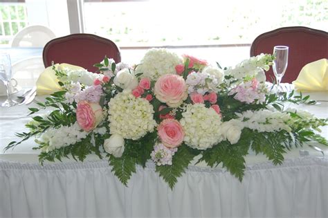 You can make your style stand out with how you choose to set your tables. floral arrangement head table wedding hydrangea - Google ...