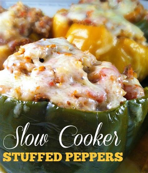 Easy Slow Cooker Stuffed Peppers Recipe Stuffed Peppers Slow Cooker