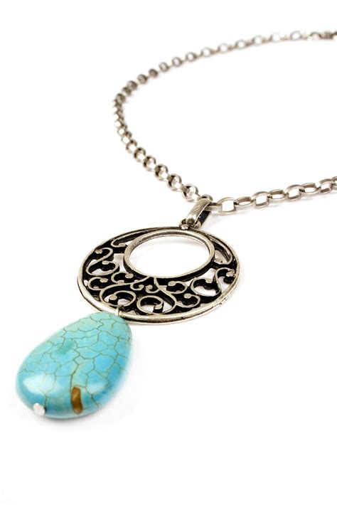 Turquoise Teardrop Pendant Necklace In This Item I Have Us Flickr