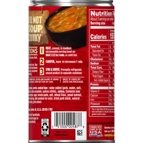 Campbells® Chunky Soup Hearty Bean Soup With Ham 19 Oz Smiths Food